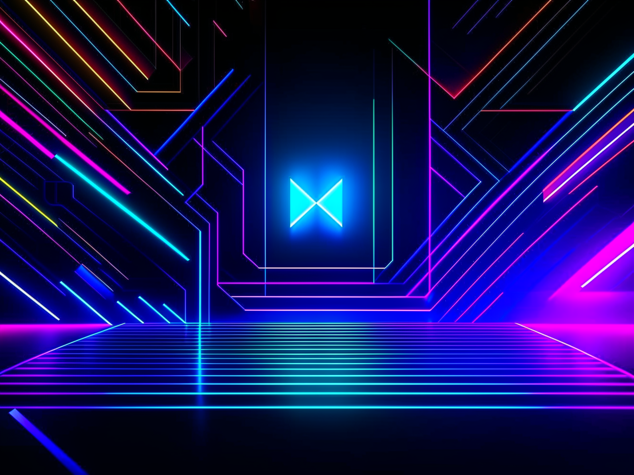 abstract background in dark theme, for video on youtube, engineering community, 3d realistic, shapes, soft lines, neon elements