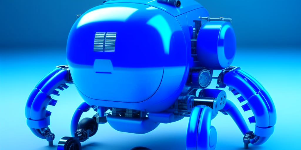 Underwater exploring robot, blue body, 3d realistic, 