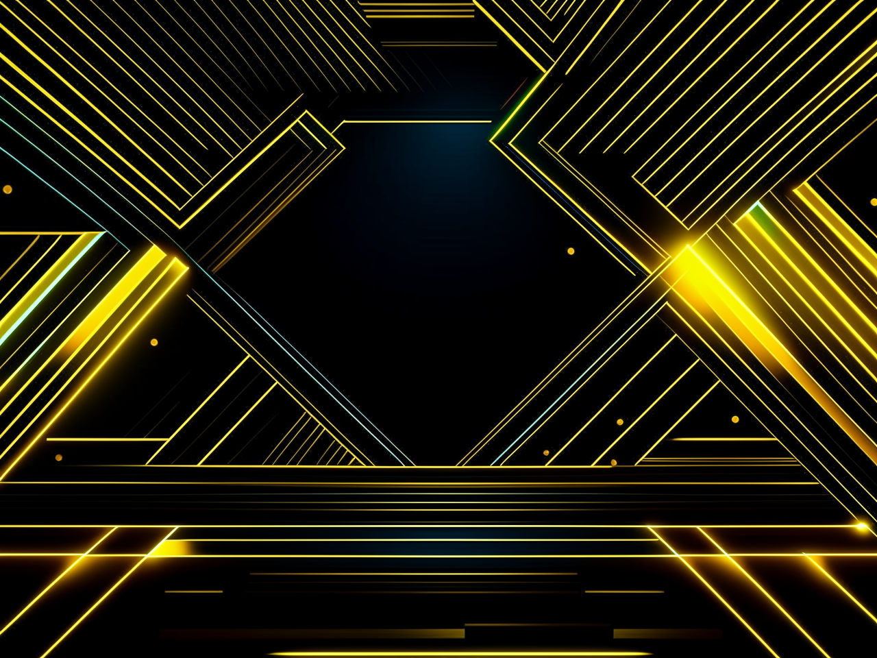 abstract background in dark theme, for video on youtube, engineering community, 3d realistic, shapes, lines, yellow neon elements