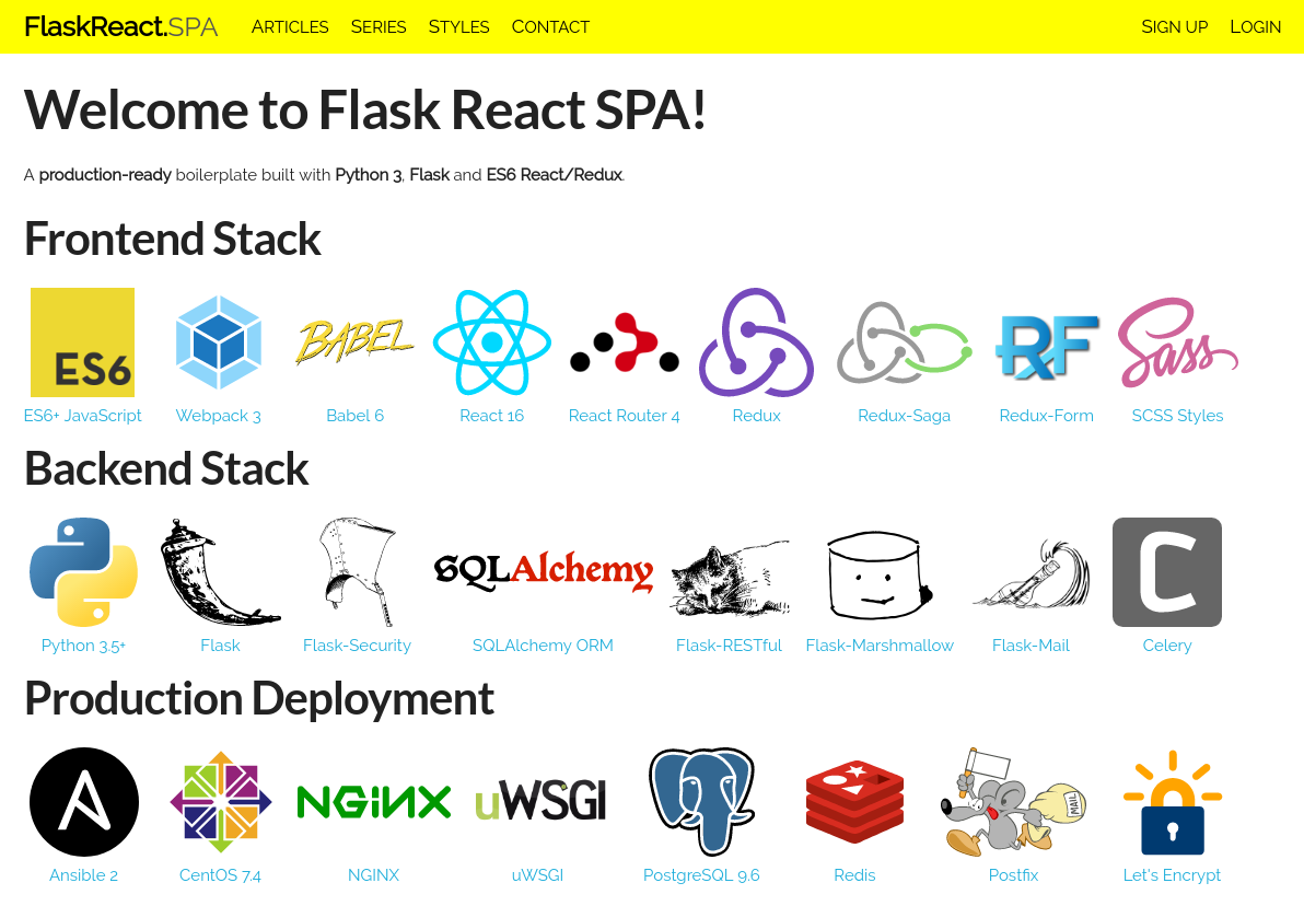 flask-react-spa 网站模板截图