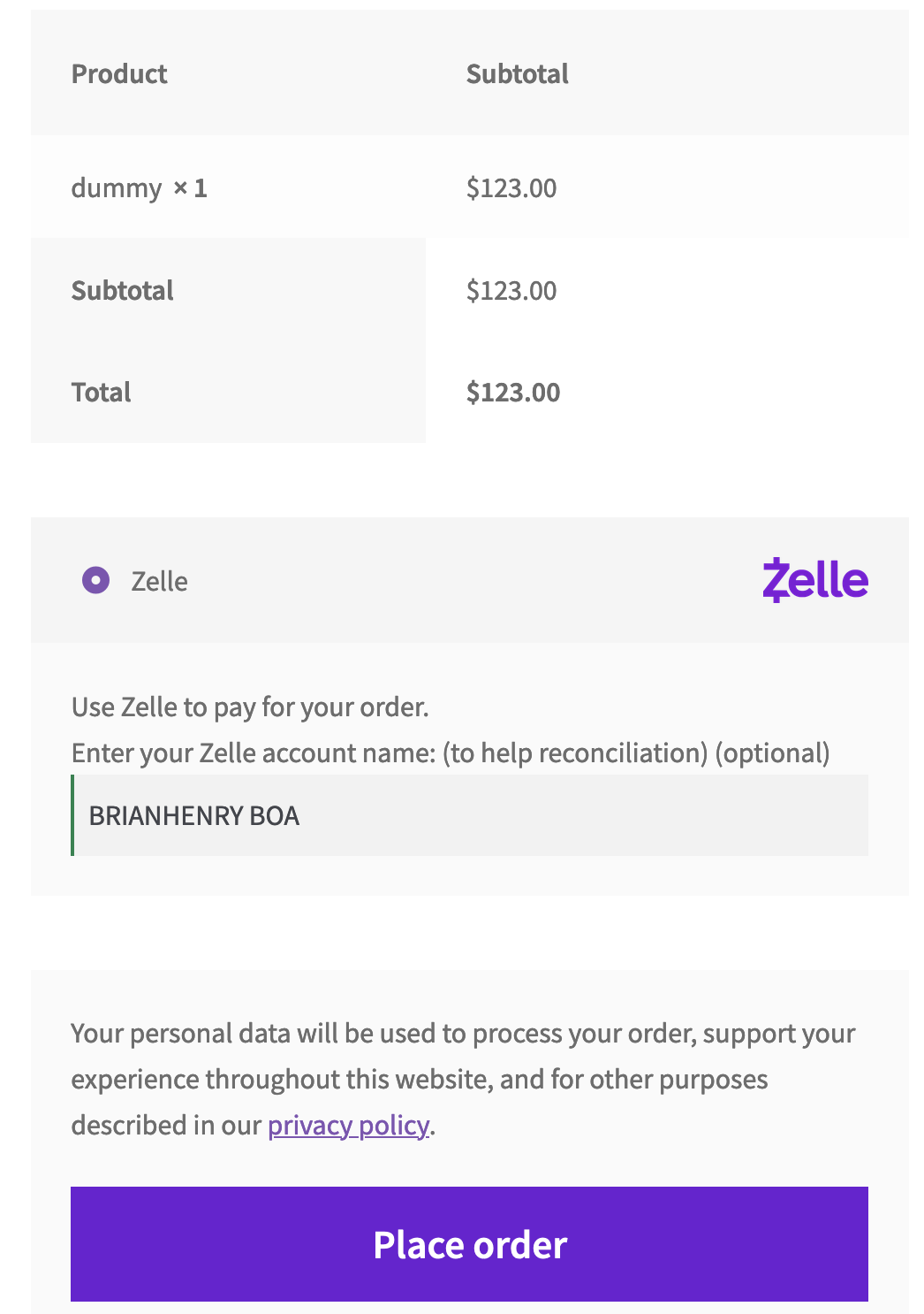 Gateway at WooCommerce checkout