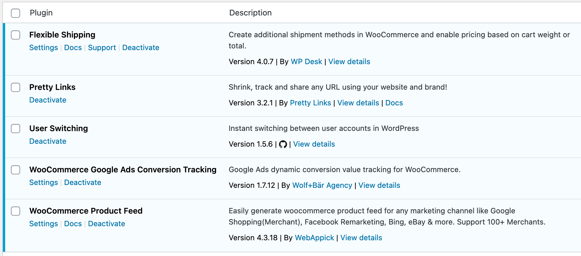 BH WP Plugins Page after screenshot After