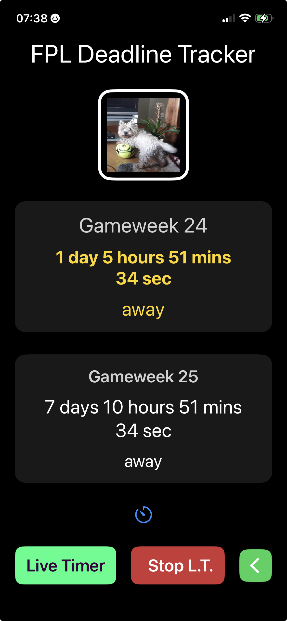 App showing urgent deadline countdown