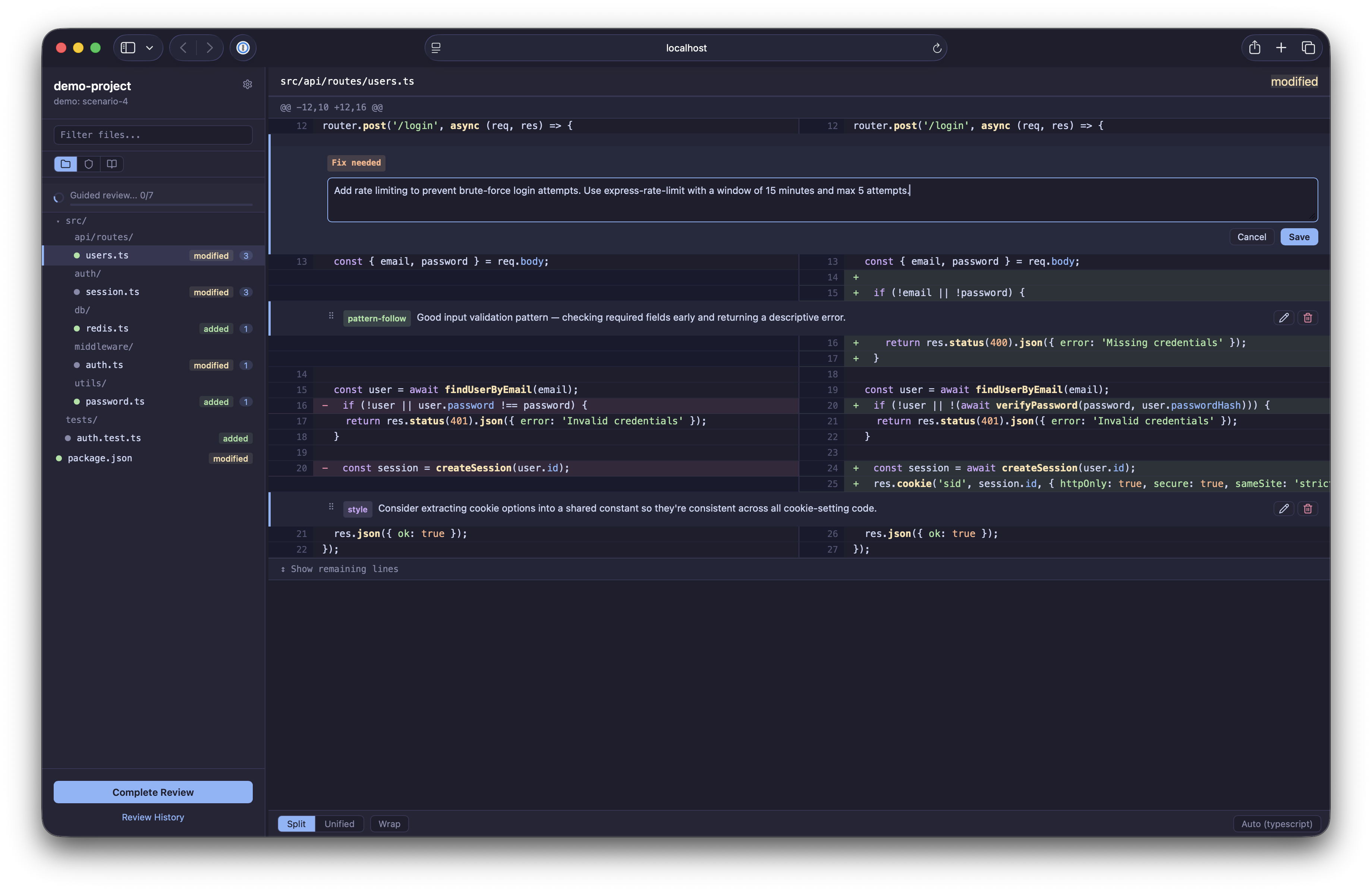 Inline annotations with category badges
