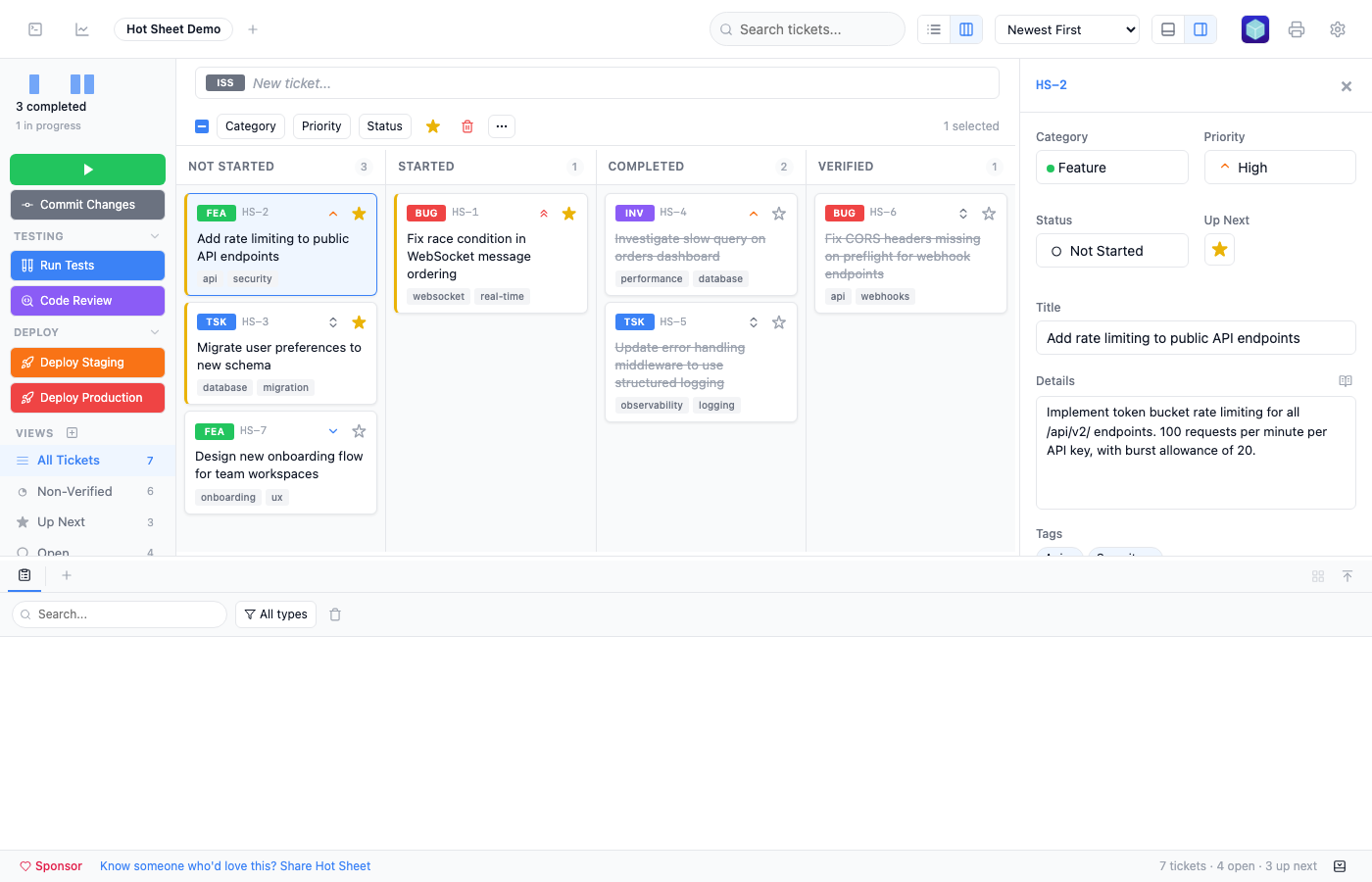 Claude Channel integration with play button, custom command buttons, and AI-driven workflow