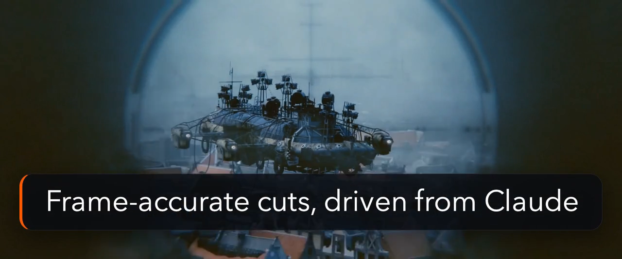An animated caption / CTA overlay composited onto a video frame