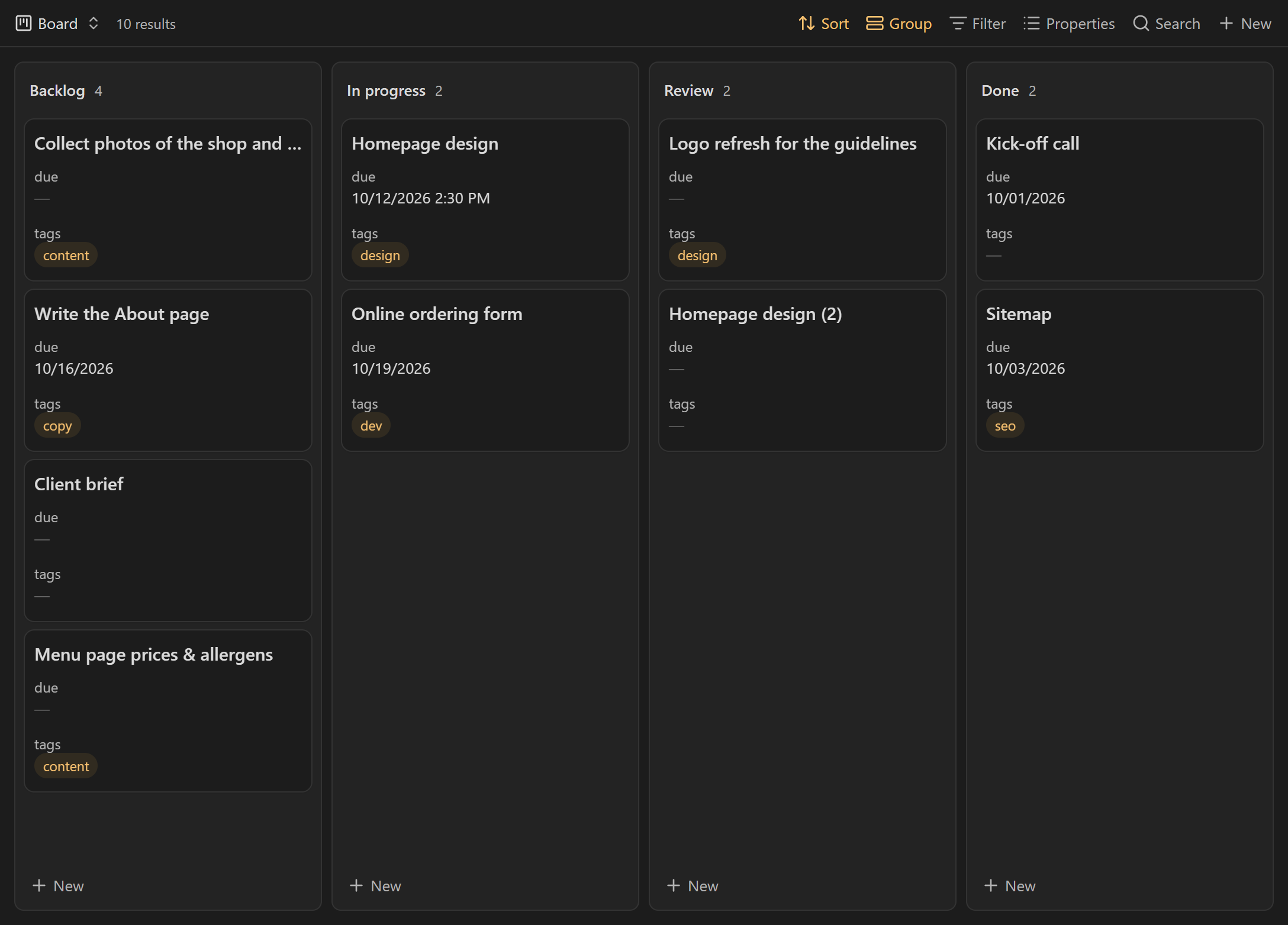 The converted board in the native Kanban view