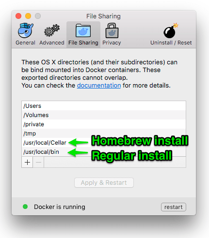 Docker for Mac File Sharing
