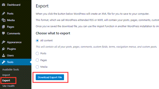 WordPress-Tools...Export