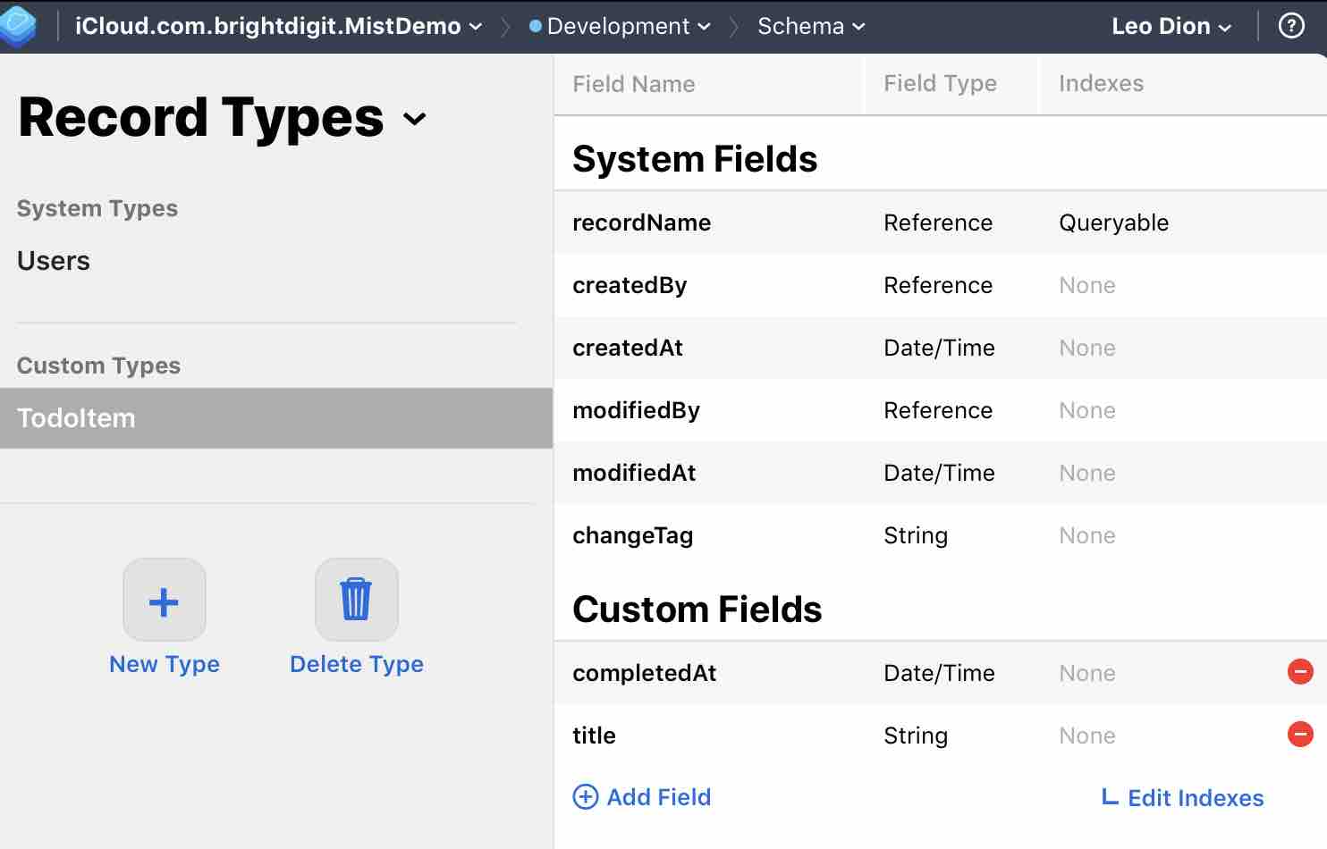 Sample Schema for Todo List