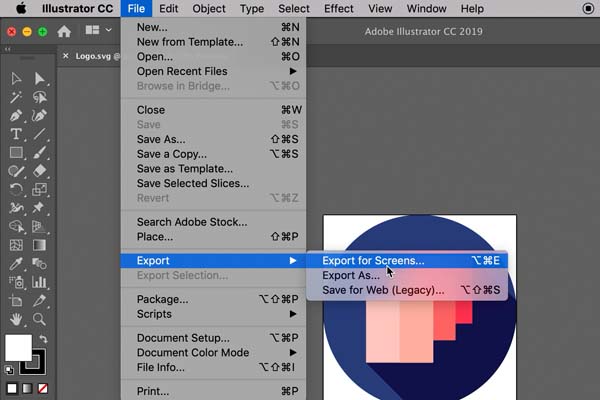 Illustrator Export Menu