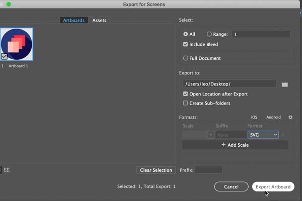 Illustrator Export Format