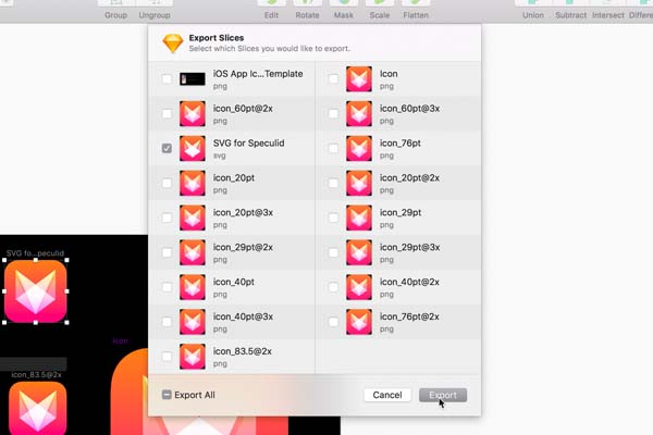 Sketch Export Window