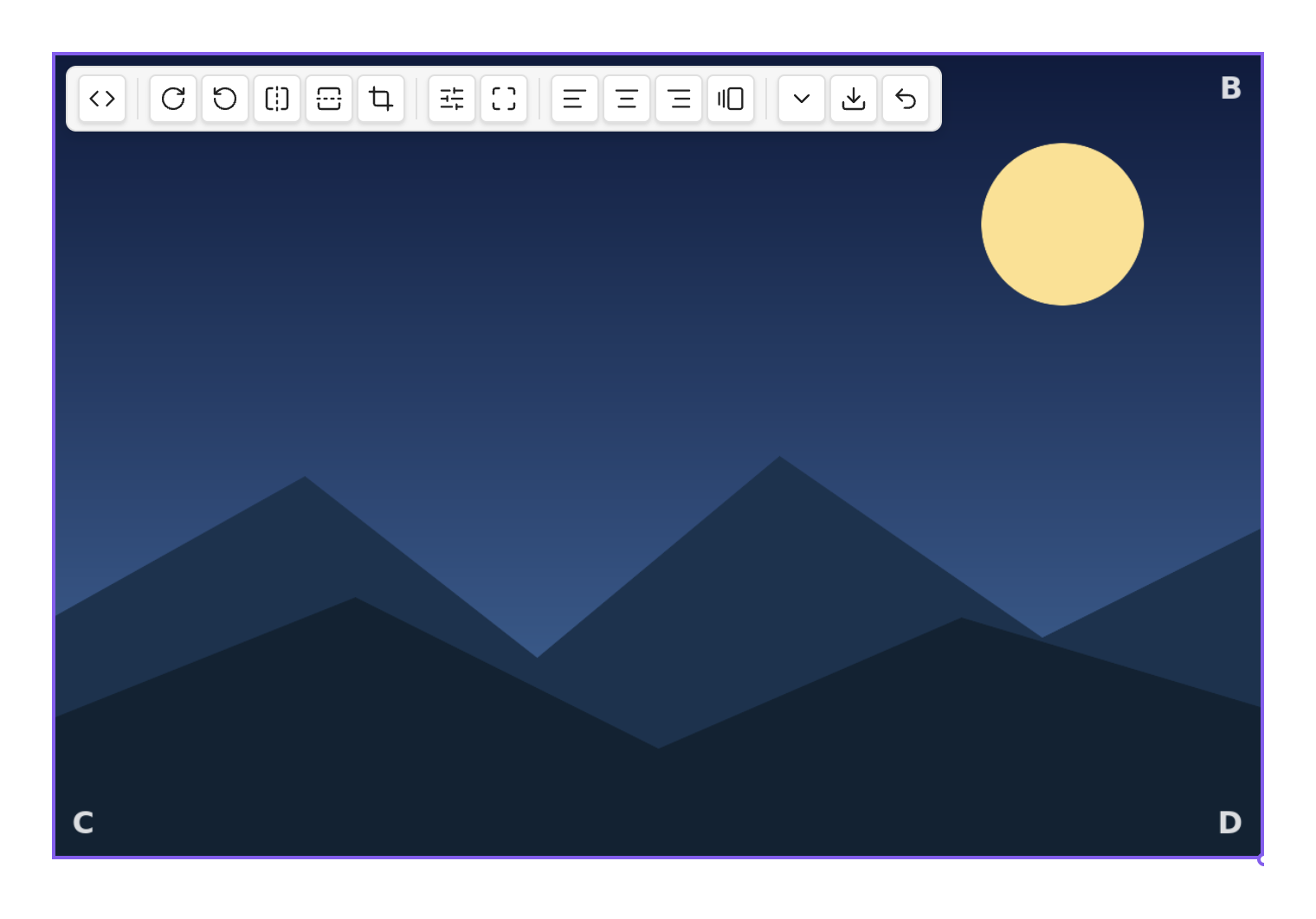 The Live Image Editor hover toolbar on a selected image