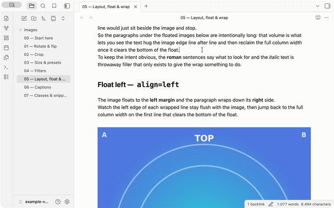 The Live Image Editor hover toolbar in action — rotate, crop, resize and filter an image live