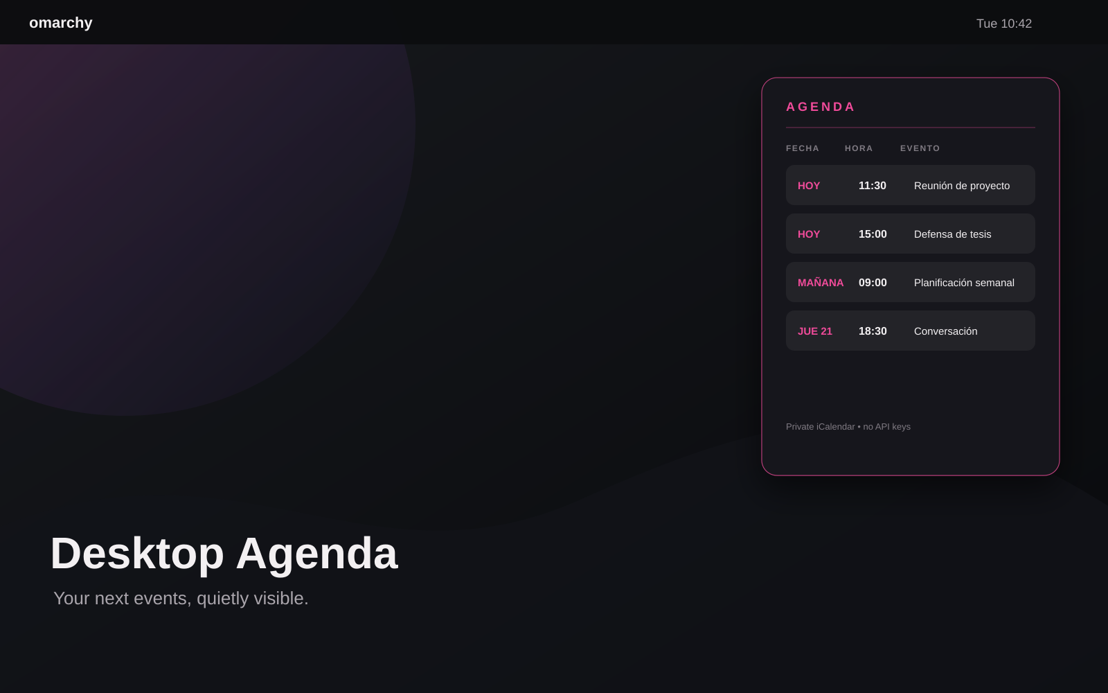 Desktop Agenda preview