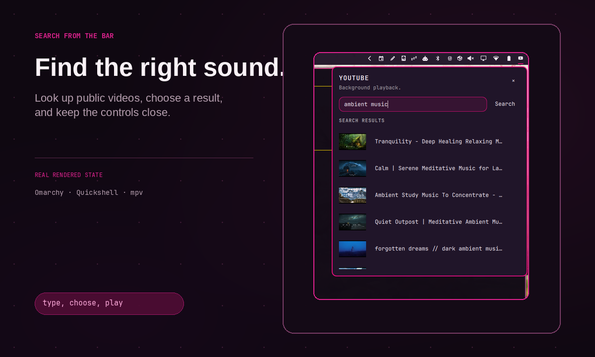 YouTube Player search panel