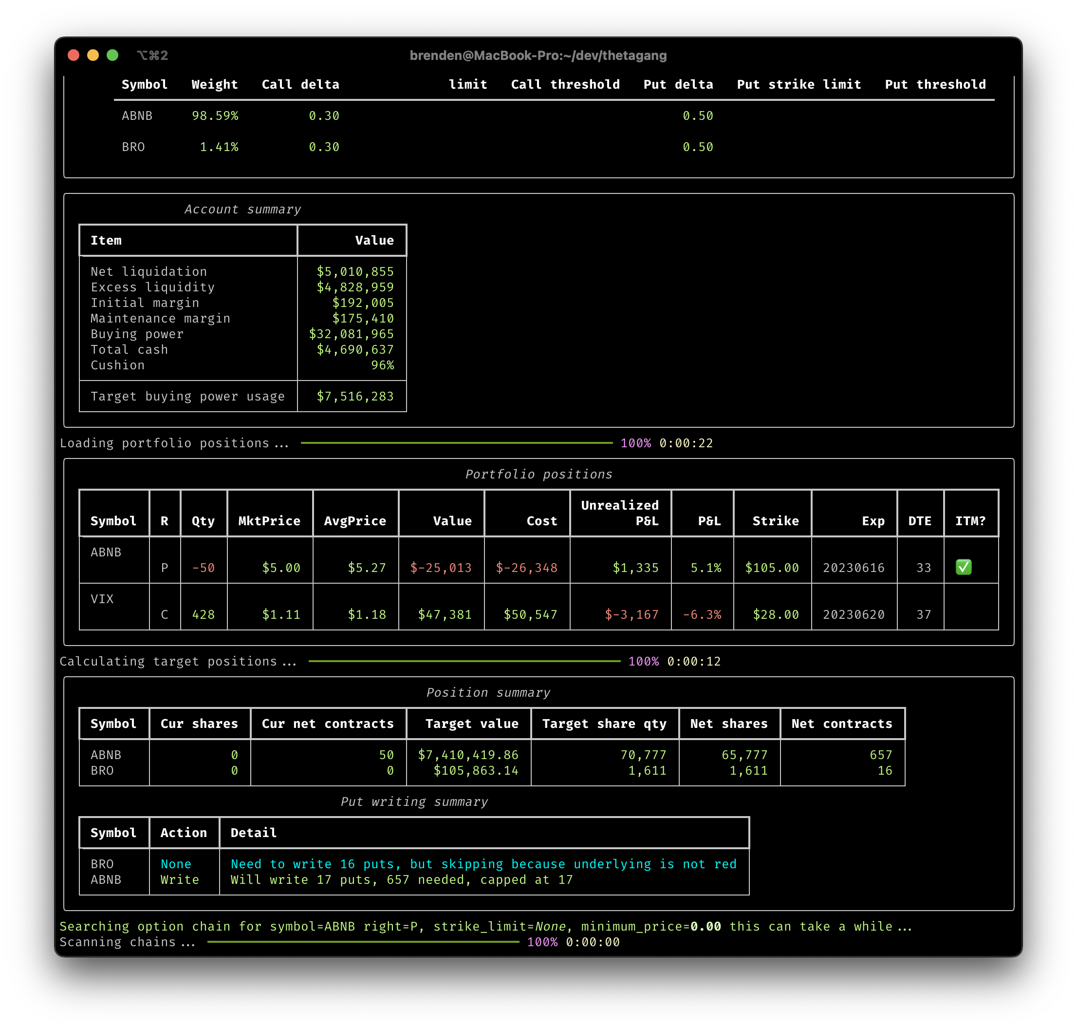 Paper account sample output