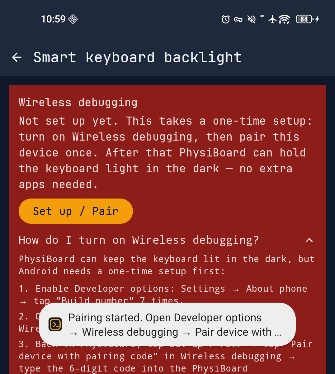 Smart backlight setup