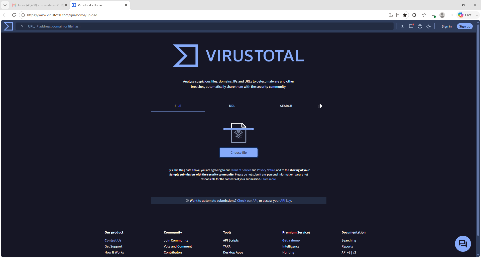 VirusTotal 主页