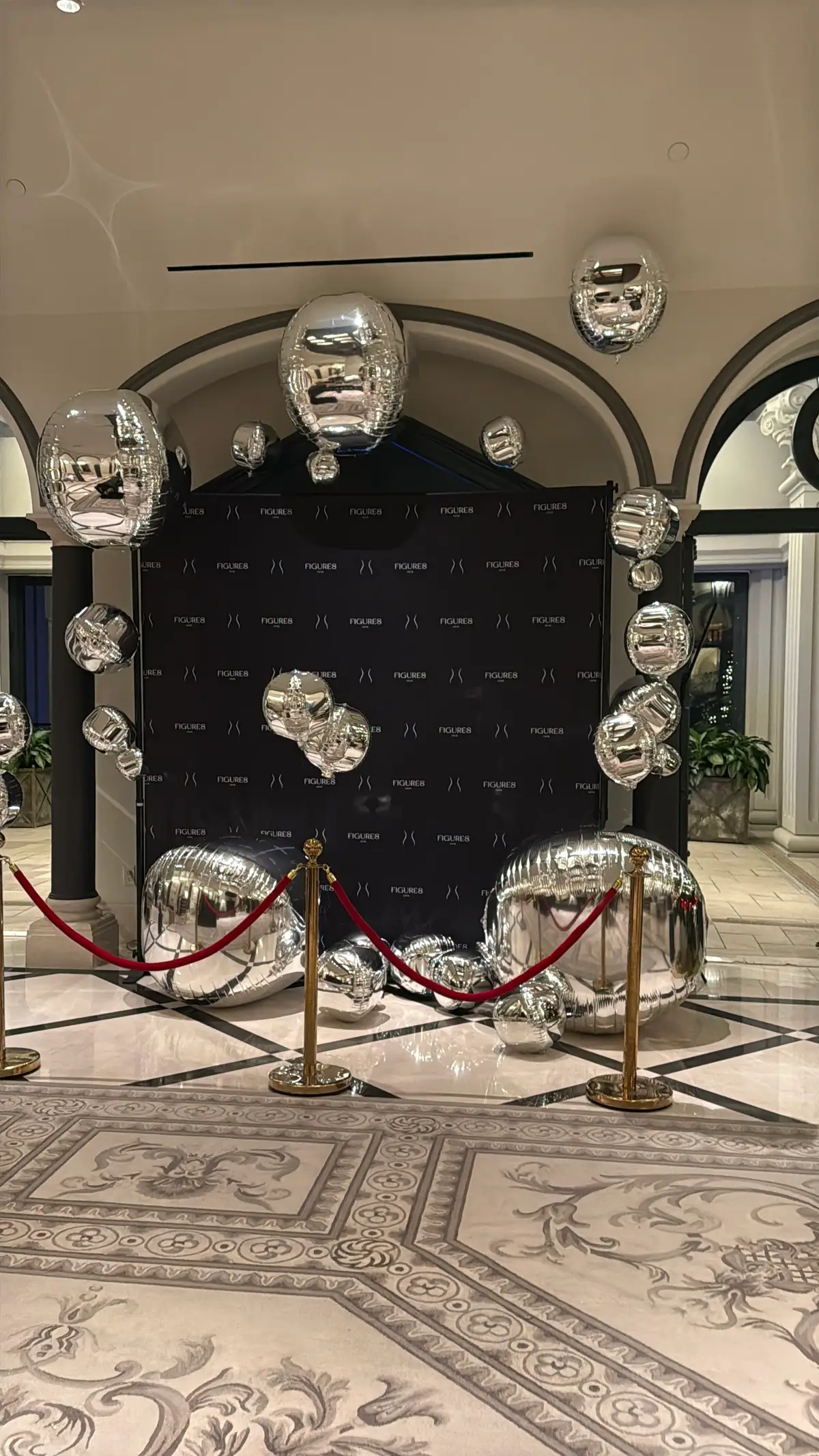 Silver chrome balloons at luxury venue