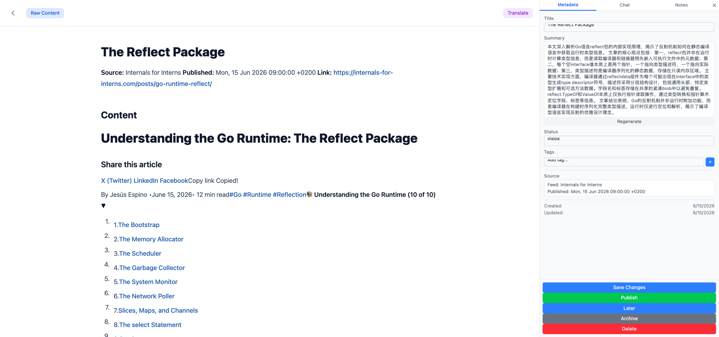 Document detail page with the Chat tab active.