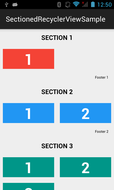 SectionedRecyclerView screenshot