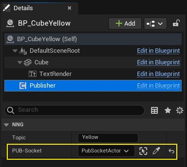 Screenshot of Blueprint BP_CubeYellow instance 'Details' panel