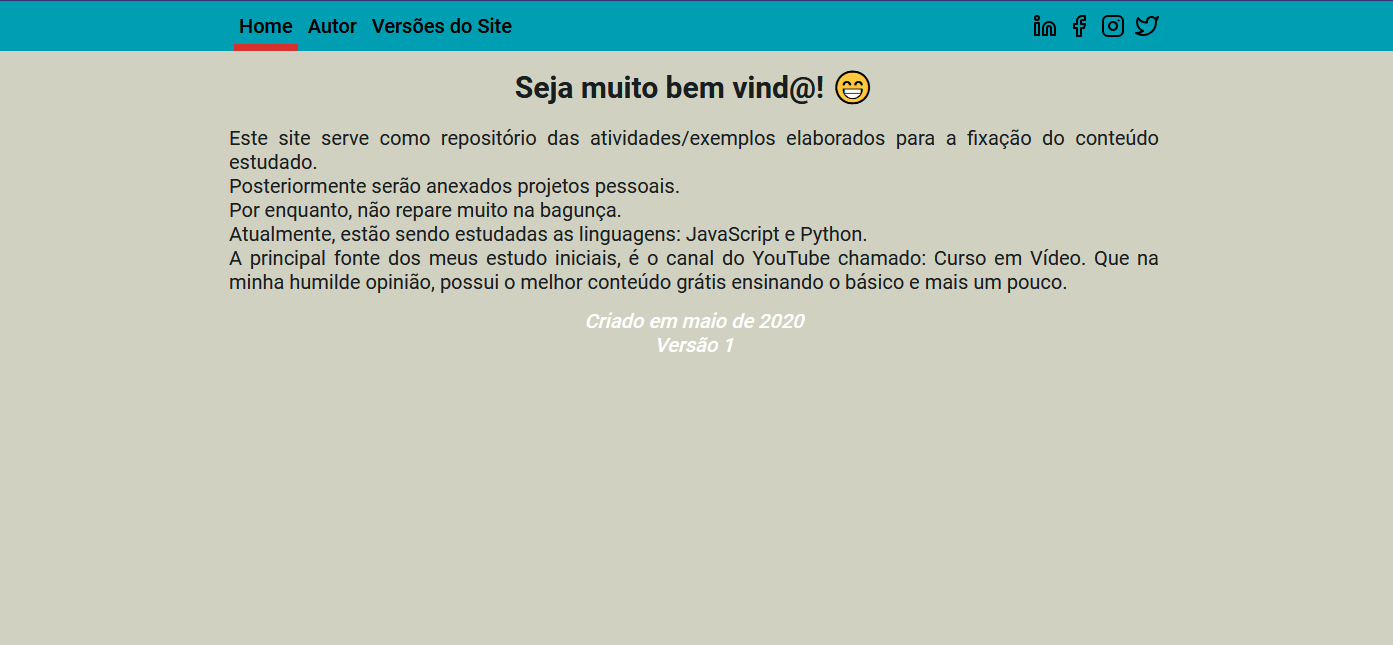 Imagem do site na versão 1.