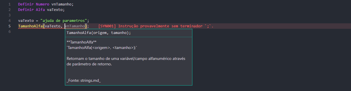 Ajuda de parâmetros