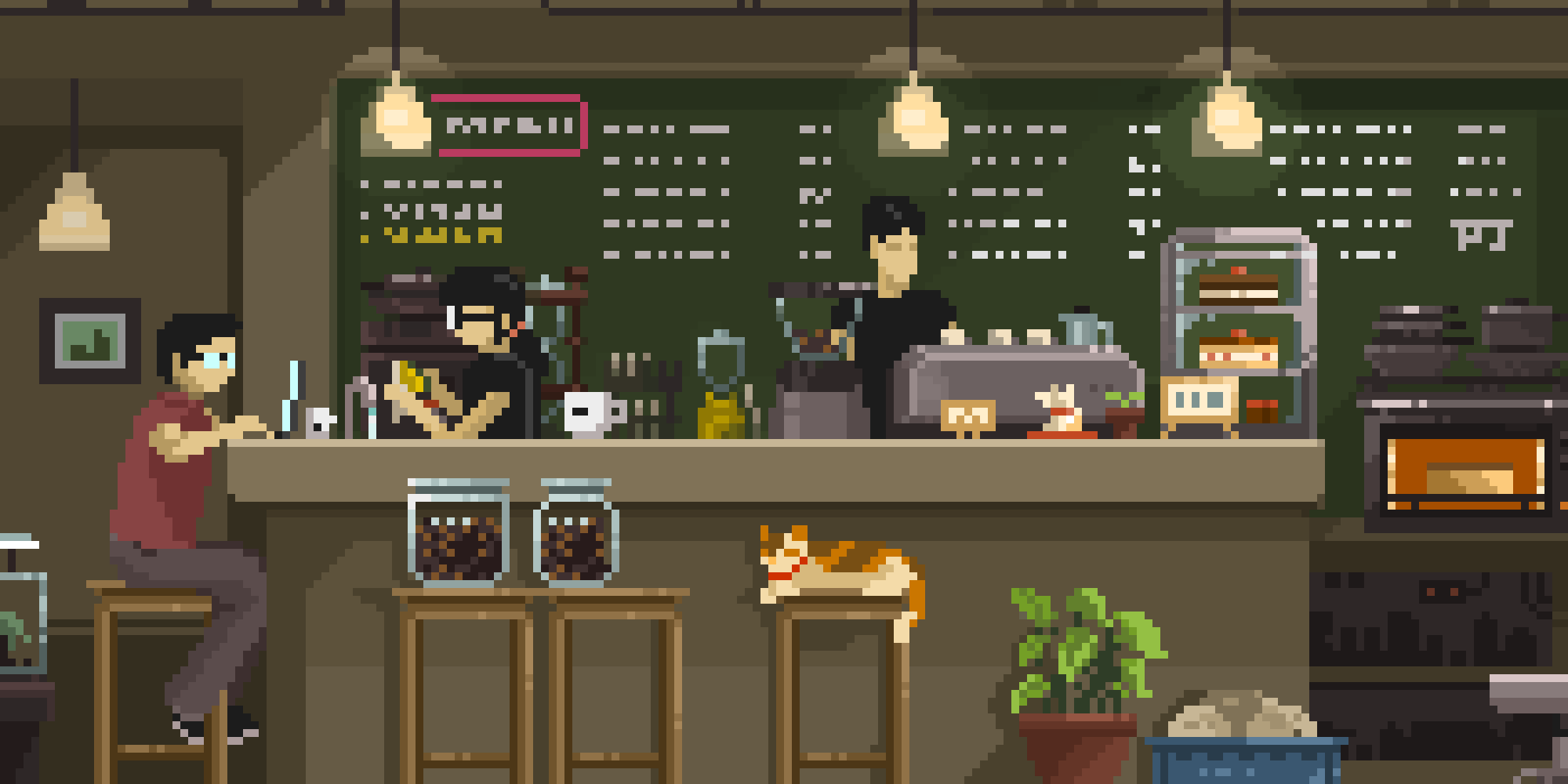 Foto de um café com estilo pixelado