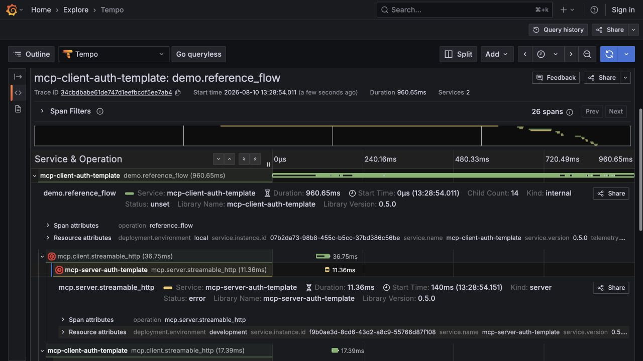 Server distributed trace detail