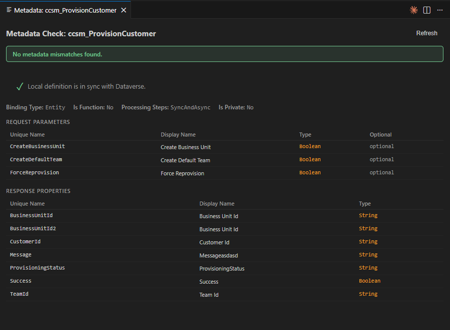 Metadata check success