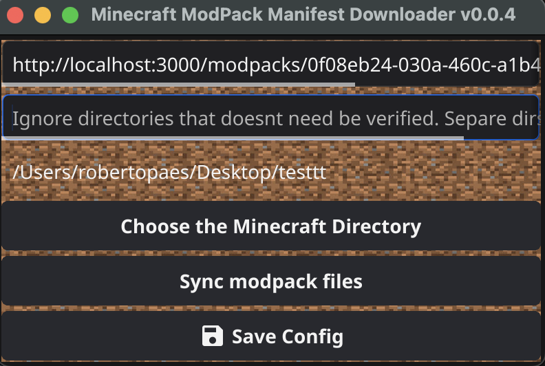 Manifest downloader screenshot