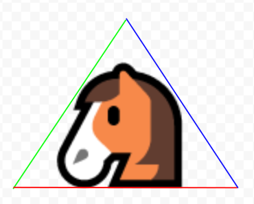 A horse enclosed in opposing bounding triangles