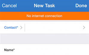 Screenshot of no internet connection message