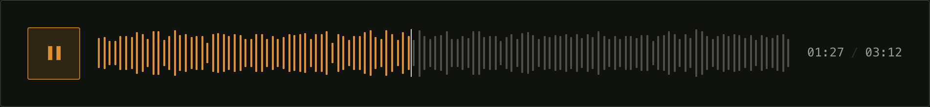 The default player, playing, with the elapsed part of the waveform lit