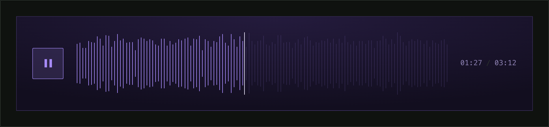 Ultraviolet — A six-rem track of hairlines over a violet gradient. Height and bar width are two properties, but together the