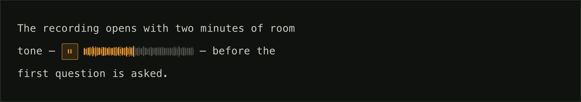 Inline — Shrunk far enough to sit inside a running sentence. The root is a div, so inline-block and a width are all it