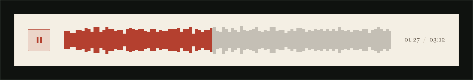 Paper — Light background, square heavy bars, a serif face. The properties are not only about colour.