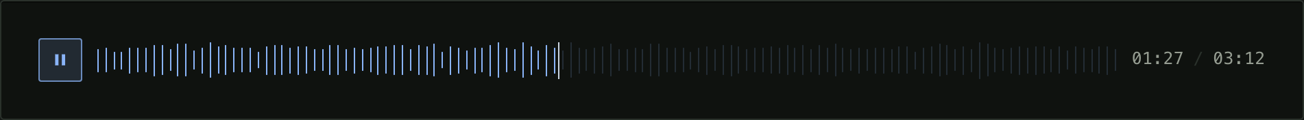 Compact — A low track and thin bars — a row in a list of recordings, not a player taking half the screen.