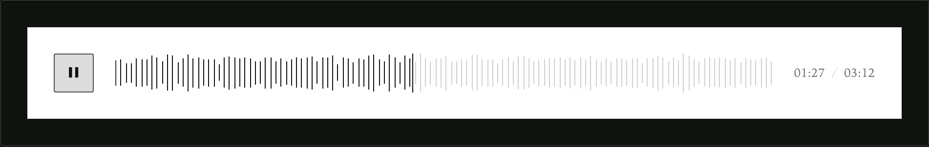 Ink — Black on white, hairline bars, an old-style serif for the figures. Nothing here assumes a dark page.