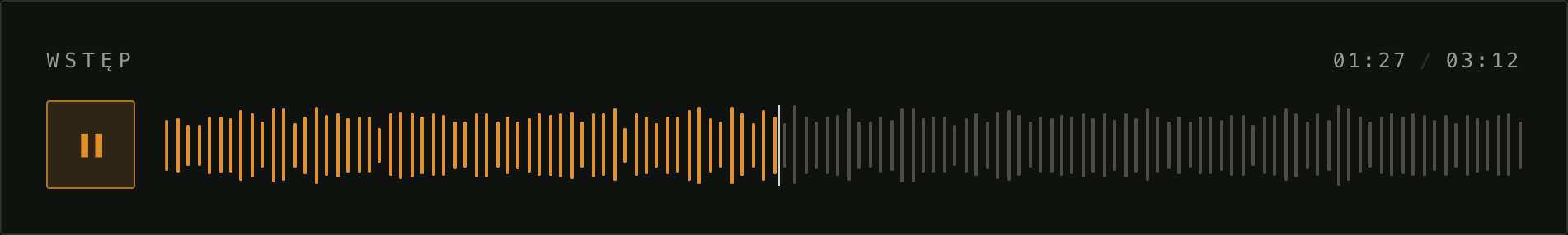 Label and translations — A label moves the time readout up beside it. Every string a screen reader announces is yours to supply.