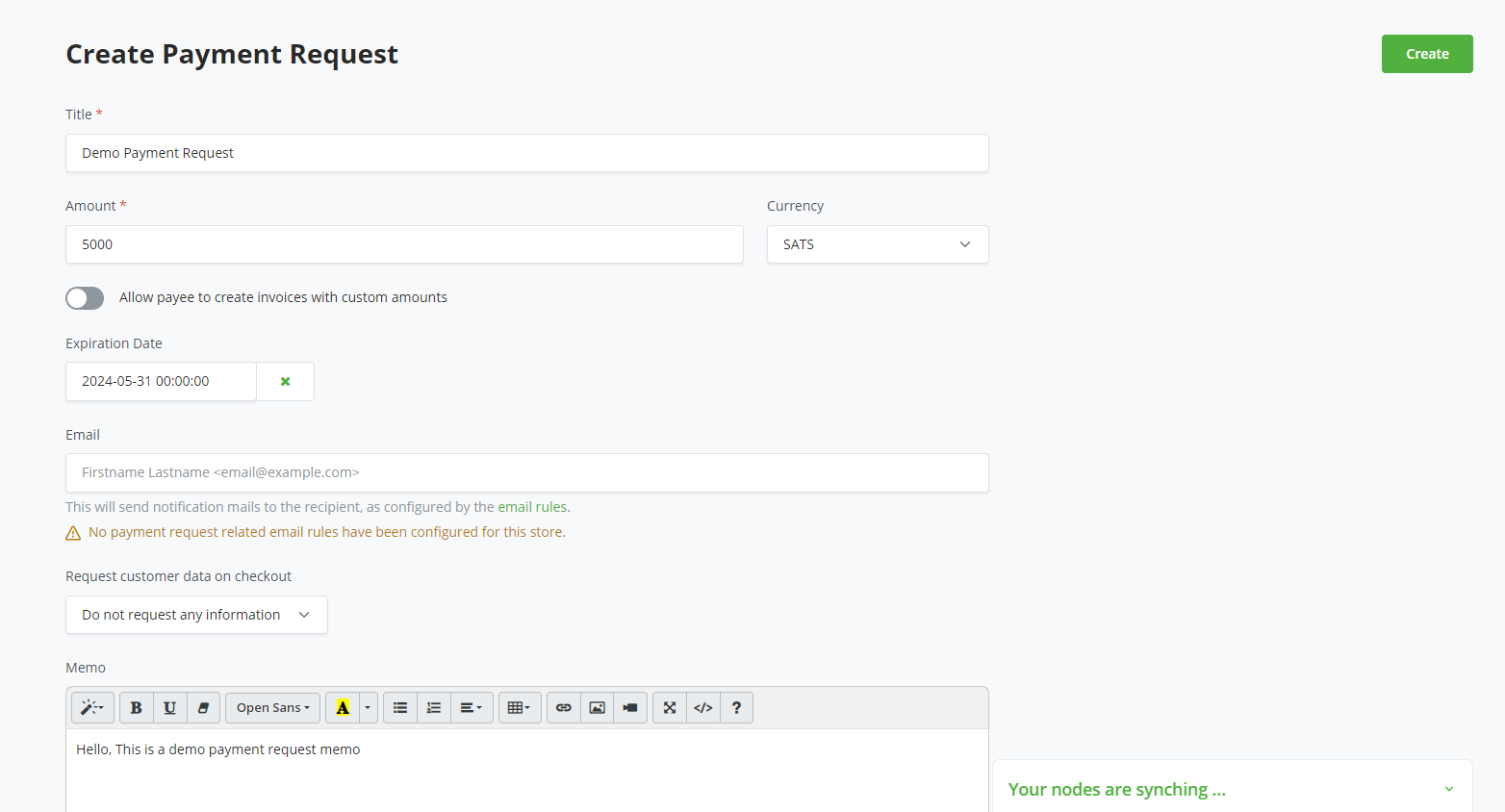 Create a payment request Create a payment request
