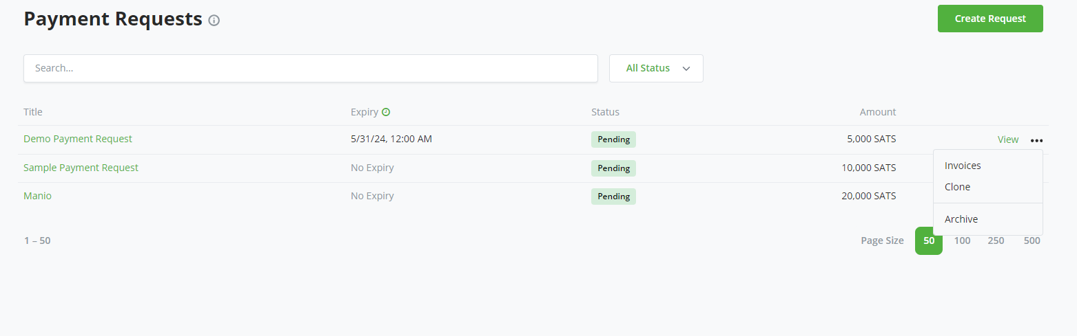 Payment request actions Payment request actions
