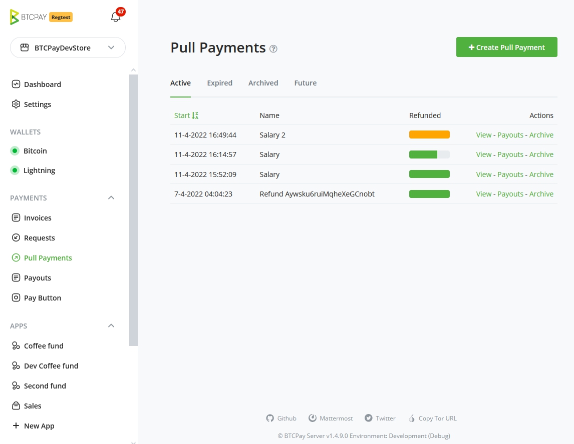 Pull payments list