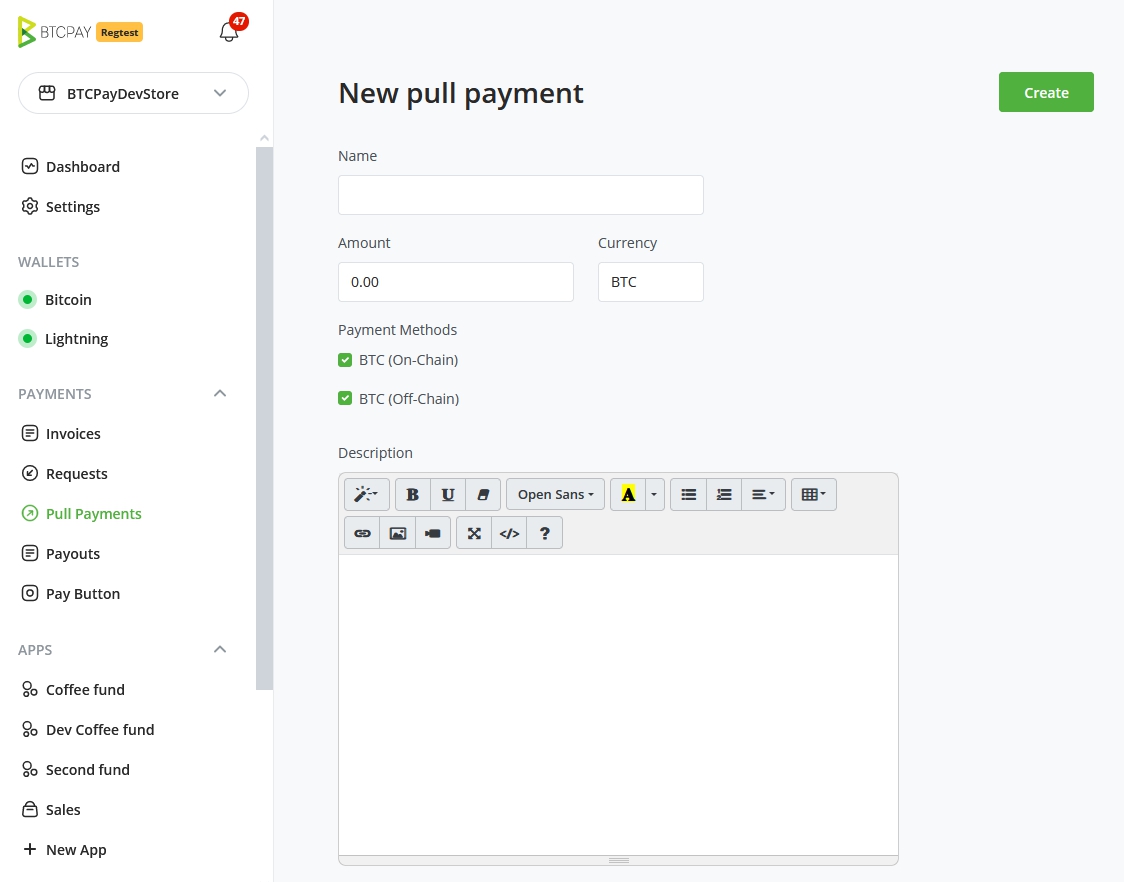 Create a pull payment