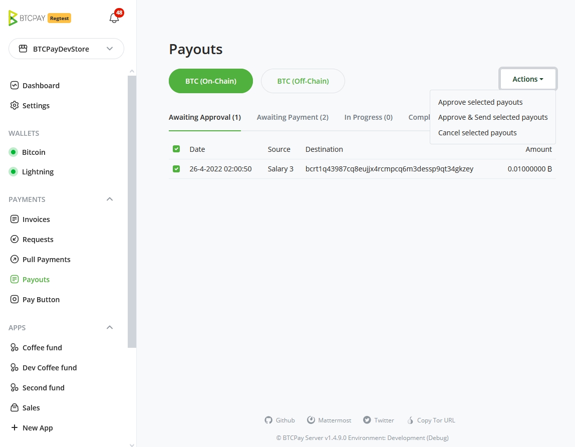 Approve pull payment payouts