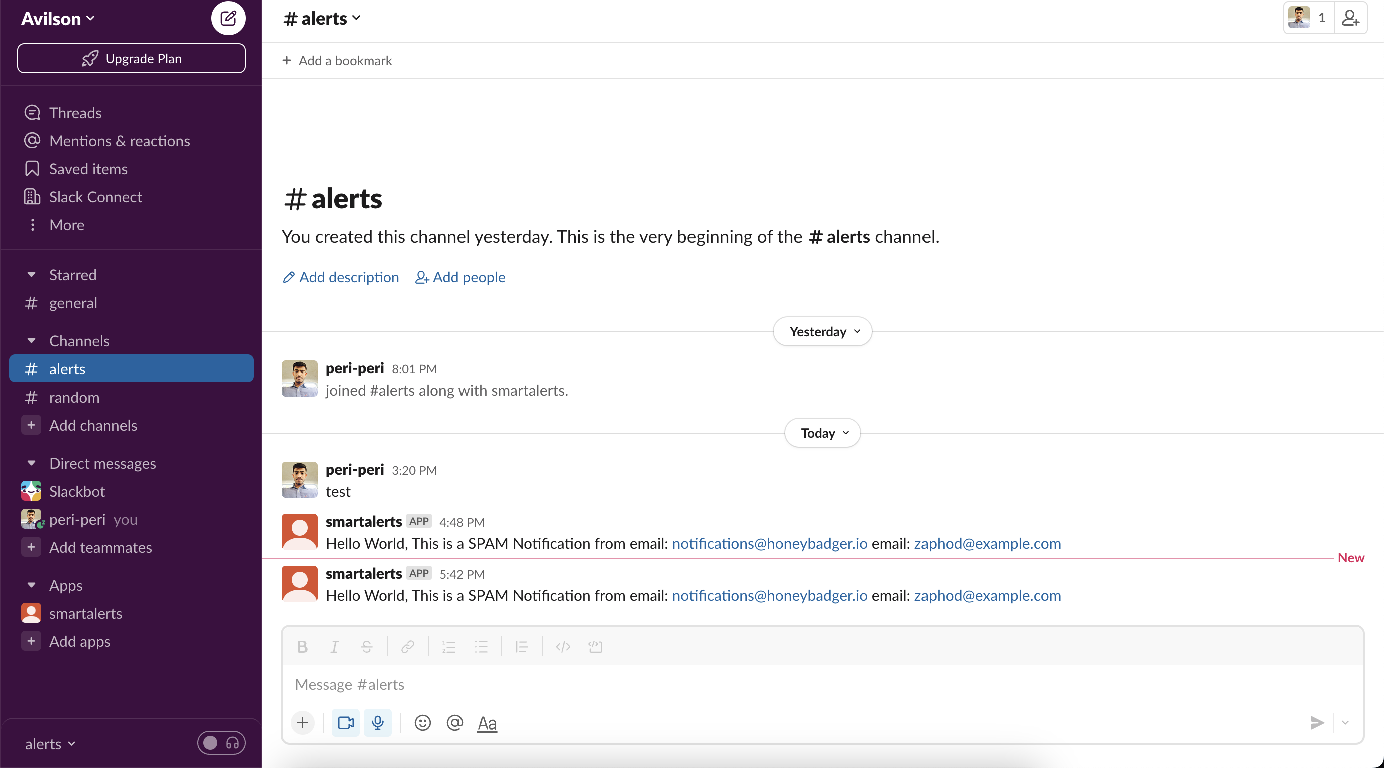 Screenshot of Slack