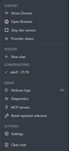 Sessions and conversation menu